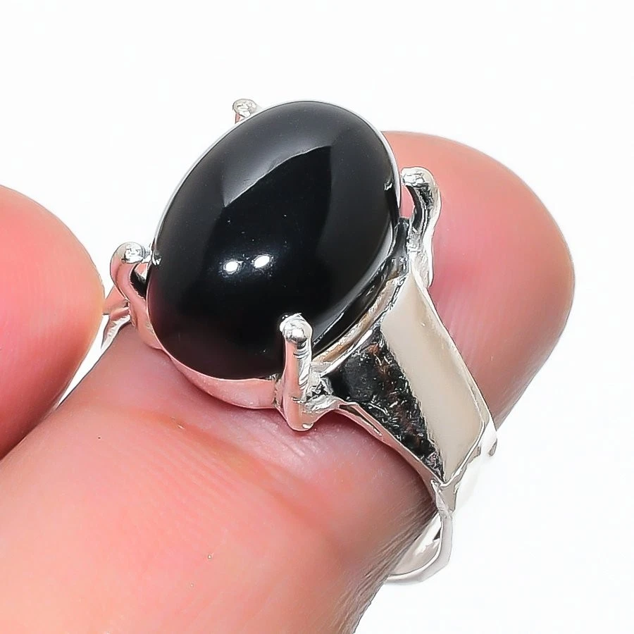 Anillo de plata esterlina 925 con piedras preciosas de ónix negro para regalo Foto 1 de 1