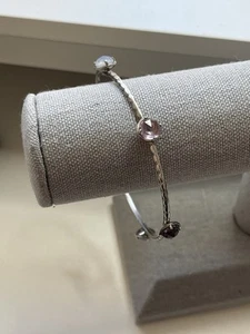 TACORI 925 Bangle Bracelet w/Amethyst, Rose Amethyst & Chalcedony Gemstones - Picture 1 of 11