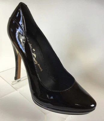 NOVAS BOMBAS PLATAFORMA ALICE+ OLIVIA couro envernizado preto (tamanho 39.5) - Imagem 1 de 4