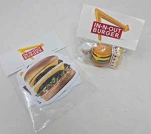 In-N-Out Burger Radierer Set (Doppelt Doppel, Braten & Trinken) + Aufkleber Brandneu - Bild 1 von 3