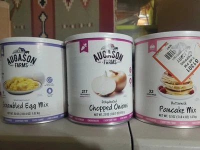 Lote de 3 alimentos liofilizados Mountain House/Augason Farms #10 camping de emergencia #78 Foto 1 de 4