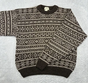 Vintage Edward Bryan Pullover Herren Medium Wolle Fair Isle Braun Chunky 90s Grunge - Bild 1 von 8