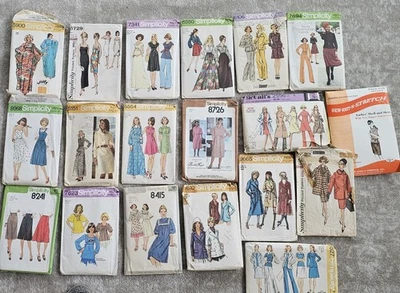 lot 19 Vtg 1970's Sewing Patterns CAFTAN Jumper HALTER top Maxi Mini Dress Sz 12 - Image 1 of 4