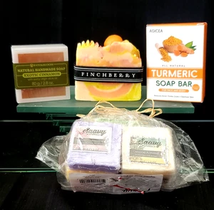 SOAP LOT: FINCHBERRY, SAAVY NATURALS, BATH&BLOOM EXOTIC CINNAMON, AGICEA TUMERIC - Picture 1 of 19