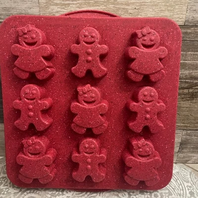 Trudeau Speckled Red Silicone Gingerbread Man Woman Baking Mold - Image 1 of 3