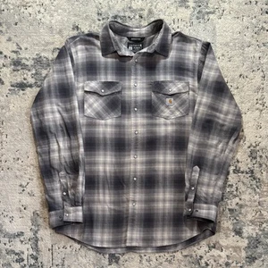 Carhartt Pearl Snap Flannel Shirt Men’s Large Tall Rugged Flex Relaxed Fit Plaid - Picture 1 of 8