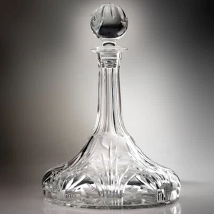 Decantador de cristal de plomo cortado a mano eslovaco, tapón de bola 11,5" 2,6 kg - Imagen 1 de 20