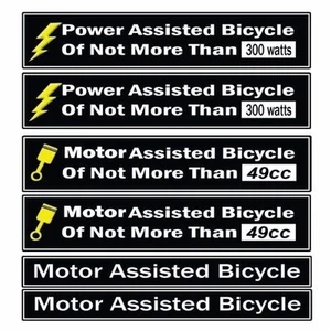 Power Assisted Bicycle Decal Fits Motorized Bicycles, E bikes Decal Kit - Picture 1 of 2