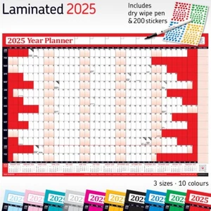 Calendario laminado 2025 planificador gráfico de pared calendario limpiable ✔ bolígrafo + pegatinas gratis - Imagen 1 de 144