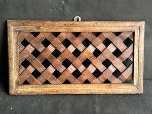 VINTAGE HAND CARVED-MADE UNIQUE ART WALL HANGING WOODEN JALI FRAME,(J1) - Picture 1 of 12