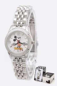 Disney MCKAQ1566 Women's Mickey Mouse Silver Tone Classic Fluted Bezel Watch - Picture 1 of 3