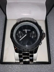 Unlisted Mens Watch Black Bezel Silver Face With Silver Metal Band 10024684 - Picture 1 of 3