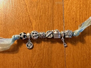Lot 8 STERLING Pandora IBB Slide Charm CROWN Cupcake GUITAR Soccer PAINT PALETTE - Picture 1 of 2