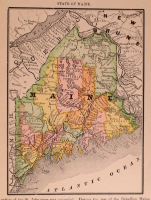 Mapa 1887 ~ MAINE por Rand McNally ~ (Pequeño 5x6)-#01 Foto 1 de 2