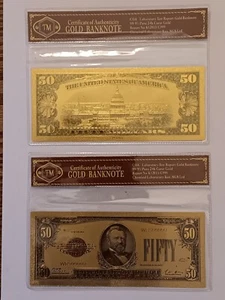 Gold 1928 $50 Fifty Dollar Banknote Collectible w/ Bag & Certificate of Authen. - Picture 1 of 1