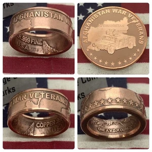 Anillo de monedas de cobre 0,999 de veteranos de la guerra de Afganistán - Imagen 1 de 7