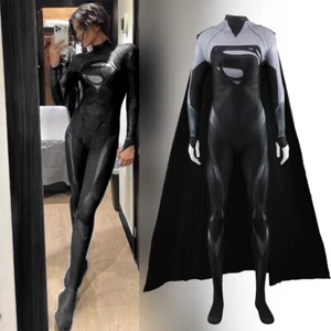 Negro Supermujer Mono The Flash Cosplay Disfraz Adulto Niños Capa Halloween - Imagen 1 de 19