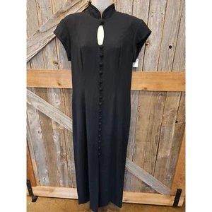 Neu mit Etikett David Warren Vintage DW3 langes Maxikleid geknöpft 10 edel schick Schlüsselloch - Bild 1 von 10