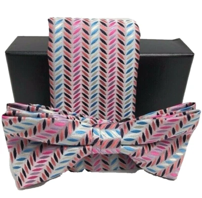 Pajarita Barcelona Cravatte para hombre pañuelo plateado azul negro coral lavanda chevron Foto 1 de 3