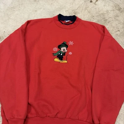Sudadera Vintage Años 90 Mickey Mouse Disney Bordada Cuello Redondo Talla 2XL Invierno Foto 1 de 4