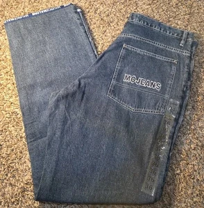 Vintage Y2K Maurice Malone MoJeans Blue Denim Blue White Size 36 Baggy Jeans - Picture 1 of 14