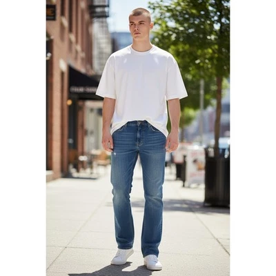 Мужские узкие прямые джинсы из синей джинсовой ткани PD&C 44x30 хлопок полиэстер - Изображение 1 из 4