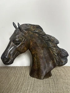 Vintage Bronze Horse Head Sculpture Heavy 4lbs 8oz - Picture 1 of 9