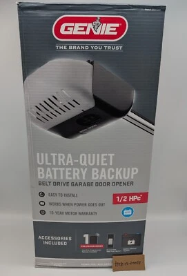 Genie 1/2 HP Ultra Silencioso Accionamiento por Correa Abridor de Puerta de Garaje Batería de Respaldo 1055B-VE Foto 1 de 4