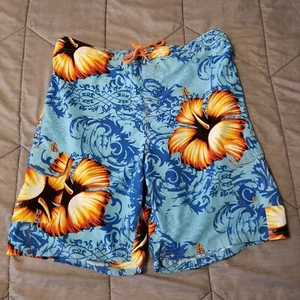 OP Ocean Pacific Board Swim Trunks Shorts Men's XL Lined Hawaiian Floral Pockets - Picture 1 of 11