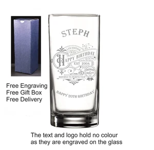 Personalised, Victorian Styled, Highball Glass, Birthday Gift, 18th 19th 20th - Picture 1 of 13