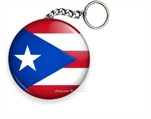 PUERTO RICO FLAG STAR STRIPES SYMBOL EMBLEM KEYCHAIN KEYFOB CHAIN RING GIFT IDEA - Picture 1 of 1