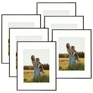 Confezione 6 Cornici Portafoto Nero 16x20 Alluminio Metallo Con Tappetino Avorio Per Foto 11x14 - Foto 1 di 7