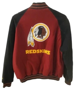 Vintage Stiched NFL Washington Redskins Suede Leather Bomber Jacket SZ Large - Picture 1 of 4