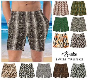 Men's Snake Snakeskin Swim Trunks #1 - Beach Bathing Suit Animal Print Rock Star - Picture 1 of 42
