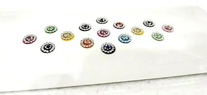 15 Indian Crystal Wedding Bindis Stick On Round Eye Forehead Jewel Third Eye - Picture 1 of 2