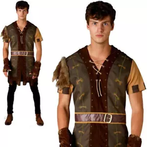 Mens Robin Hood Fancy Dress Medieval Hunter Adults World Book Day Costume Outfit - Picture 1 of 3