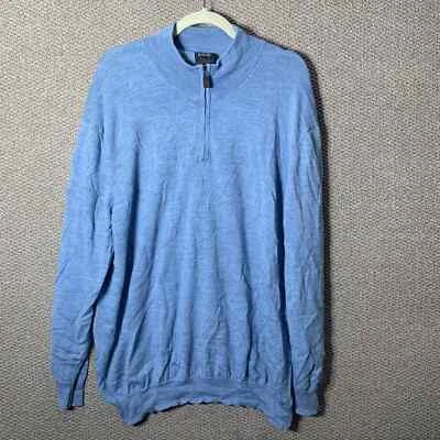 Jos. A. Bank Mens Sweater Size 2XB Blue Merino Wool 1/4 Zip Pullover Long Sleeve - Image 1 of 4