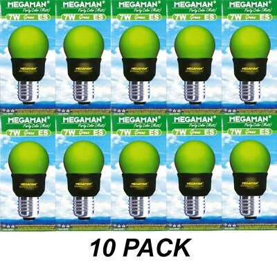 10 x GREEN Coloured Party Festoon Light Globes 7W E27 Screw Bulbs Lamps CFL - Image 1 of 3