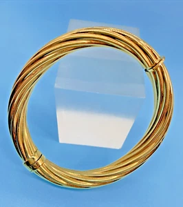 Stamped Italy Gold-Tone Vermeil Over 925 Twisted Rope Style Bangle Oval Hinged - Picture 1 of 17