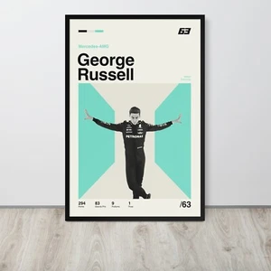 George Russell Mercedes AMG Meme Jesus Pose F1 Formel 1 Mid Century Poster - Bild 1 von 5