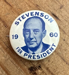Adlai Stevenson 1960's Presidential Campaign 1.25” Pinback Button ANTIQUE - Picture 1 of 7
