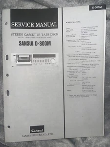 Sansui D-300M Cassette Deck Service Manual Original - Picture 1 of 4