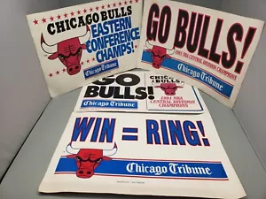 1991 CHICAGO BULLS Newspaper Box Signs 4X Michael Jordan Tribune - Picture 1 of 5