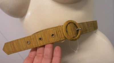 VINTAGE MCM ERA BELT CLOTH GOLDEN MUSTARD S MEDIUM RAW SILK STYLE MISSING DRESS - Image 1 of 4