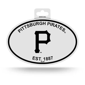 Pittsburgh Pirates Oval Decal Sticker 3x5 Inches NEW Free Ship Black & White - Picture 1 of 2
