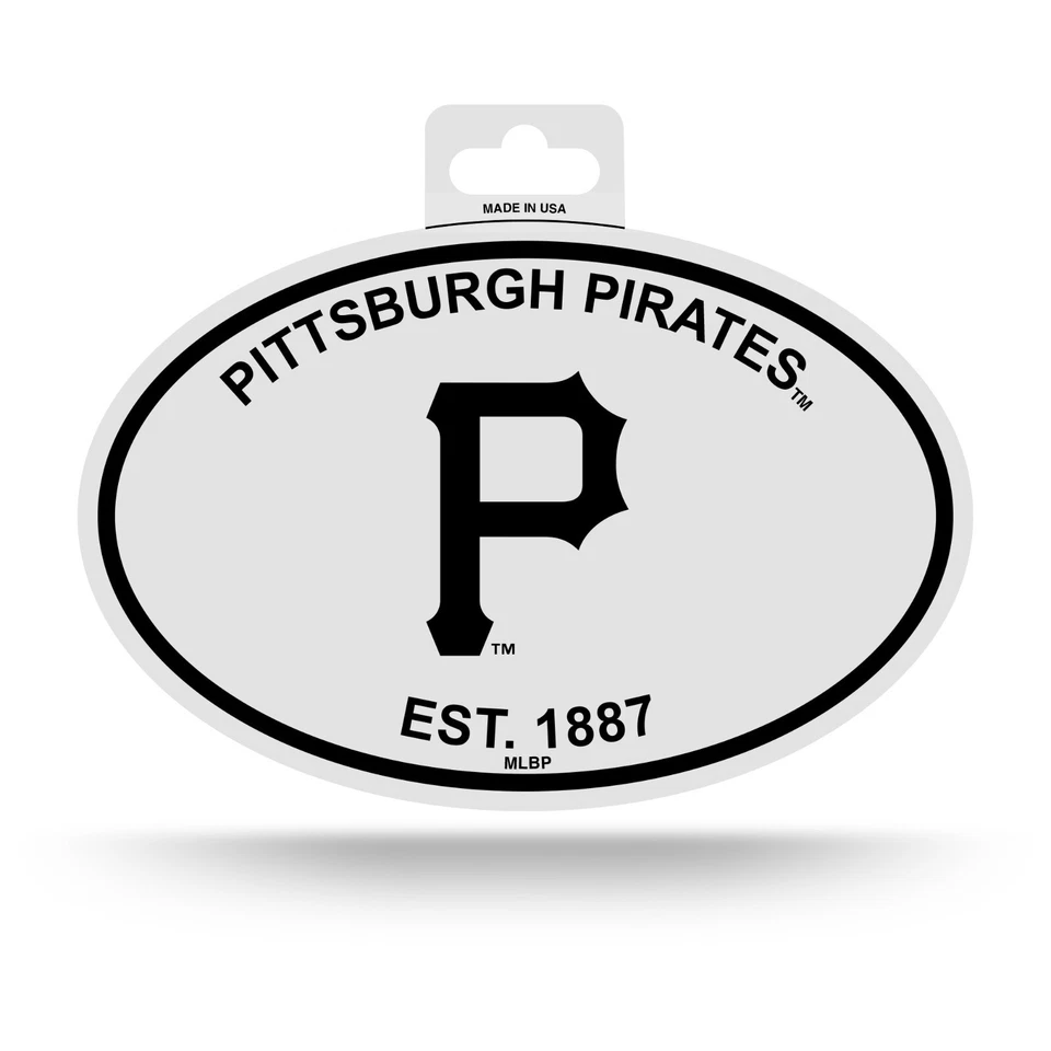 Pittsburgh Pirates Oval Decal Sticker 3x5 Inches NEW Free Ship Black & White - Image 1 of 2