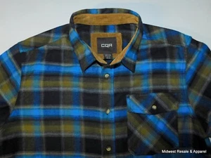 CQR Herren Large kariertes Langarm Baumwolle Flanell Hemd Knopfleiste - Bild 1 von 13