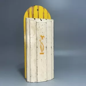 Vintage NuWay Küche Holz Messerhalter Wandhalterung 5 Schlitze weiß gelb * - Bild 1 von 8