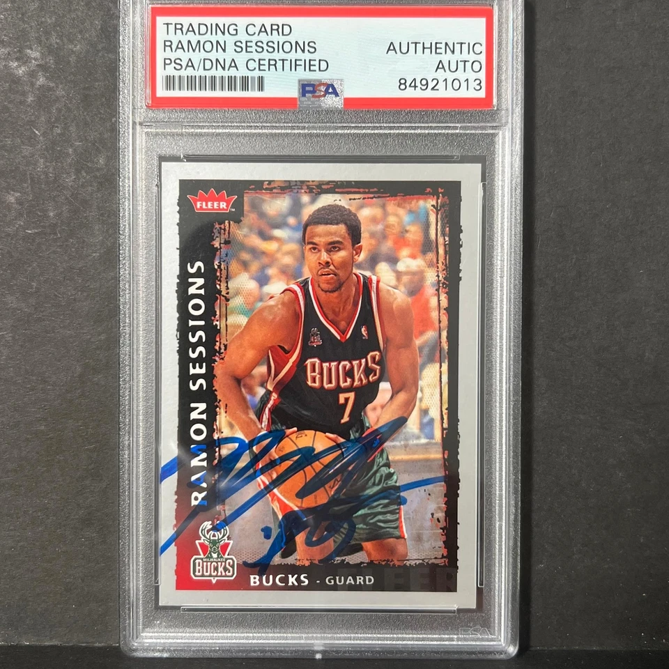 Fleer #85 Ramon Sessions 2008-09 firmado automático PSA losa Bucks Foto 1 de 2