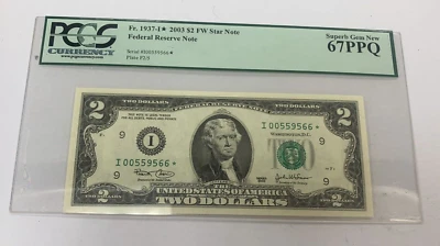 2003 $2 Minneapolis FRN *STAR* PCGS 67 PPQ Fr 1937-I* - Image 1 of 4